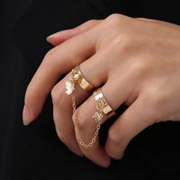 Chain Combination Butterfly Ring Creative Punk Open One-piece Index Finger Ring Wholesale sku image 1