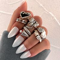 New Butterfly Elven Ring 5-piece Set Heart Chain Dagger Joint Ring Wholesale sku image 4