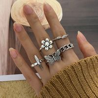 New Butterfly Elven Ring 5-piece Set Heart Chain Dagger Joint Ring Wholesale sku image 1