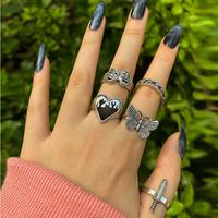 New Butterfly Elven Ring 5-piece Set Heart Chain Dagger Joint Ring Wholesale sku image 2