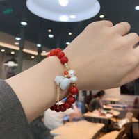 Zodiac Year Carnelian Pearl Bracelet Female Chinese Style Gourd Pendant Bracelet sku image 2