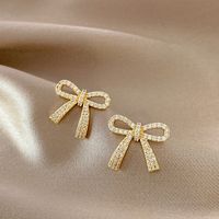 2021 New Trendy Bow Stud Earrings Female Korean Copper Earrings Wholesale sku image 1