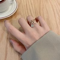 Female South Koreansimple Personality Jewelry Key Lock Open Ring Micro-inlaid Zircon Ring main image 3