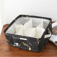 Fashion Marble 6 Grid Cotton Linen Underwear Socks Storage Box Wholesale Nihaojewelry sku image 1