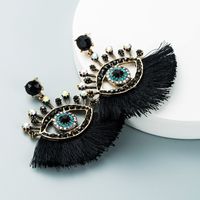 European And American Exaggerated Turkish Blue Eyes Tassel Earrings Fashionable Personalized Fan-shaped Devil Eyes Ins Earrings sku image 4