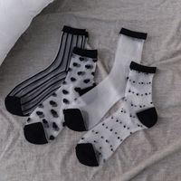 Retro Polka Dot Liebe Vertikale Streifen Glasseide Karte Seidensocken Damen Röhrensocken Großhandel main image 3