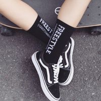 Korean New Black And White Letters In Tube Cotton Socks Autumn And Winter Breathable Sports Socks main image 3