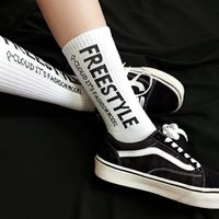 Korean New Black And White Letters In Tube Cotton Socks Autumn And Winter Breathable Sports Socks main image 4