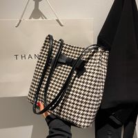 Weaving Check Pattern Big Bag Autumn And Winter Bow Commuter Tote Bag main image 1