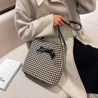 Weaving Check Pattern Big Bag Autumn And Winter Bow Commuter Tote Bag main image 3