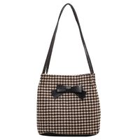 Weaving Check Pattern Big Bag Autumn And Winter Bow Commuter Tote Bag main image 6