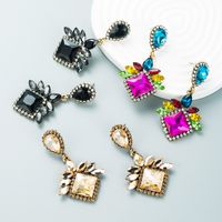 Exaggerated Multi-layer Drop-shaped Square Diamond-studded Acrylic Full-diamond Earrings main image 1