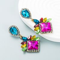 Exaggerated Multi-layer Drop-shaped Square Diamond-studded Acrylic Full-diamond Earrings main image 3