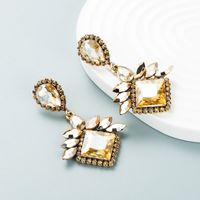 Exaggerated Multi-layer Drop-shaped Square Diamond-studded Acrylic Full-diamond Earrings main image 5