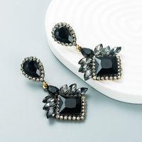Exaggerated Multi-layer Drop-shaped Square Diamond-studded Acrylic Full-diamond Earrings main image 6