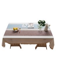 New Style Fashion Waterproof And Oil-proof Tablecloth Three-dimensional Sewing Household Beige Tassel Table Cloth main image 6