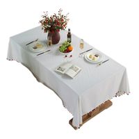 White Colorful Ball Tassel Tablecloth Rectangular Household Table Cover Towel Tea Table Tablecloth Wholesale main image 6