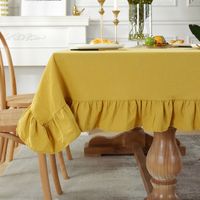 Simple Solid Color Ruffled Household Square Tablecloth Soft Washable Coffee Table Tablecloth main image 3