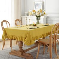 Simple Solid Color Ruffled Household Square Tablecloth Soft Washable Coffee Table Tablecloth main image 4