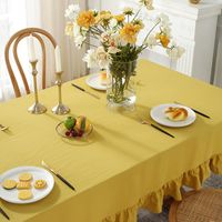 Simple Solid Color Ruffled Household Square Tablecloth Soft Washable Coffee Table Tablecloth main image 5