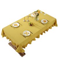 Simple Solid Color Ruffled Household Square Tablecloth Soft Washable Coffee Table Tablecloth main image 6