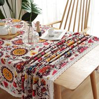 Bohemian Ethnic Style Rectangular Sunflower Print Washable Tablecloth main image 3