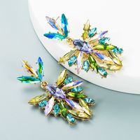 Retro-farbe Strass Blume Voller Diamant Lange Ohrringe Großhandel Nihaojewelry sku image 3