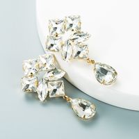 Fashion Personality Multi-layer Alloy Diamond Drop-shaped Colored Glass Diamond Earrings Super Flash Earrings Jewelry sku image 1