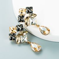 Fashion Personality Multi-layer Alloy Diamond Drop-shaped Colored Glass Diamond Earrings Super Flash Earrings Jewelry sku image 3