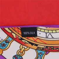 New Fashion Silk Scarf Twill Imitation Silk 130cm Big Square Scarf Roman Clock Printing Shawl Scarf main image 6