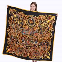 Nouveau Foulard En Sergé Imitation Soie 130cm Grand Foulard Carré Imprimé Mode Foulard Châle main image 2