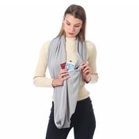 Solid Color Storage Zipper Pocket Scarf Infinity Scarf Female Scarf main image 4