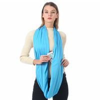 Solid Color Storage Zipper Pocket Scarf Infinity Scarf Female Scarf main image 5