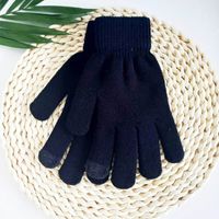 Winter Gloves Men Women Thickened Velvet Outdoor Warm Wool Touch Screen Knitted Gloves main image 1