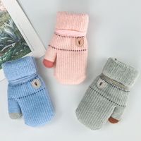 Children's Gloves Autumn And Winter Warm And Velvet Hanging Neck Gloves Knitted Gloves main image 4