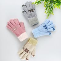 New Winter Children's Curly Gloves Warm Five-finger Cold-proof Knitting Gloves main image 1