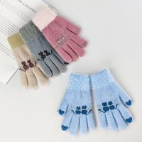 New Winter Children's Curly Gloves Warm Five-finger Cold-proof Knitting Gloves main image 3