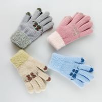 New Winter Children's Curly Gloves Warm Five-finger Cold-proof Knitting Gloves main image 4
