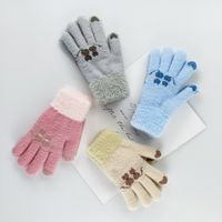 New Winter Children's Curly Gloves Warm Five-finger Cold-proof Knitting Gloves main image 5