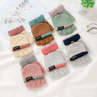 Autumn And Winter Ladies Student Thickened Warmth Clamshell Knitted Woolen Half Finger Gloves main image 2