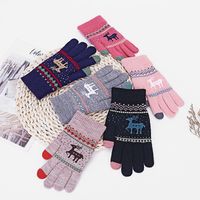 Winter Men And Women Warm Couple Deer Touch Screen Fleece Woolen Knitted Gloves main image 2