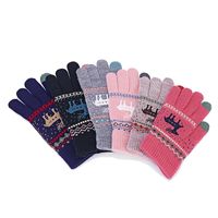 Winter Men And Women Warm Couple Deer Touch Screen Fleece Woolen Knitted Gloves main image 6