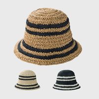 Striped Straw Hat Summer Straw Woven Handmade Wild Leisure Fisherman Hat Foldable Bucket Hat main image 1