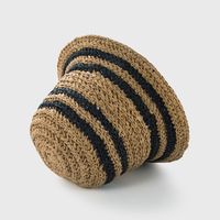 Striped Straw Hat Summer Straw Woven Handmade Wild Leisure Fisherman Hat Foldable Bucket Hat main image 5