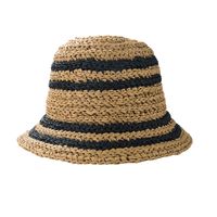 Striped Straw Hat Summer Straw Woven Handmade Wild Leisure Fisherman Hat Foldable Bucket Hat main image 6