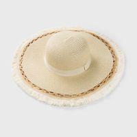 Sombrero De Paja Hecho A Mano Deshilachado Retro Primavera Y Verano Sombrero De Paja Protector Solar De Aleros Grandes main image 1