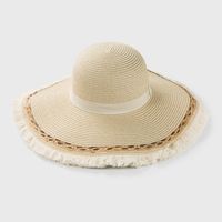 Retro Frayed Handmade Straw Hat Spring And Summer Big Eaves Sunscreen Straw Hat main image 5