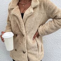 Autumn And Winter European And American New Women's Double-breasted Lapel Furry Jacket main image 4