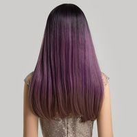 Perruques Synthétiques Violettes Dégradées De Cheveux Longs Avec Frange Perruques Pour Femmes main image 3