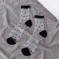 Retro Polka Dot Love Vertical Strips Glass Silk Card Silk Socks Women's Tube Socks Wholesale sku image 3